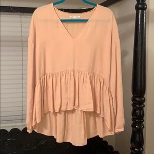 Zara peach flowy blouse
